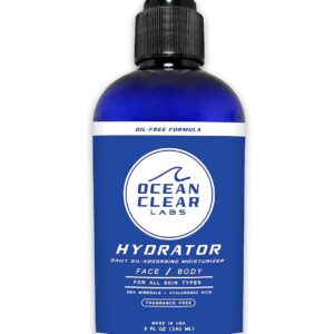 Daily Moisturizer for Face and Body, Natural Skin Hydrator for Acne, Oily, & Sensitive Skin, Absorbs Excess Oil, Hyaluronic Acid, Oil-Free, Non-Comedogenic, Unscented (8oz)