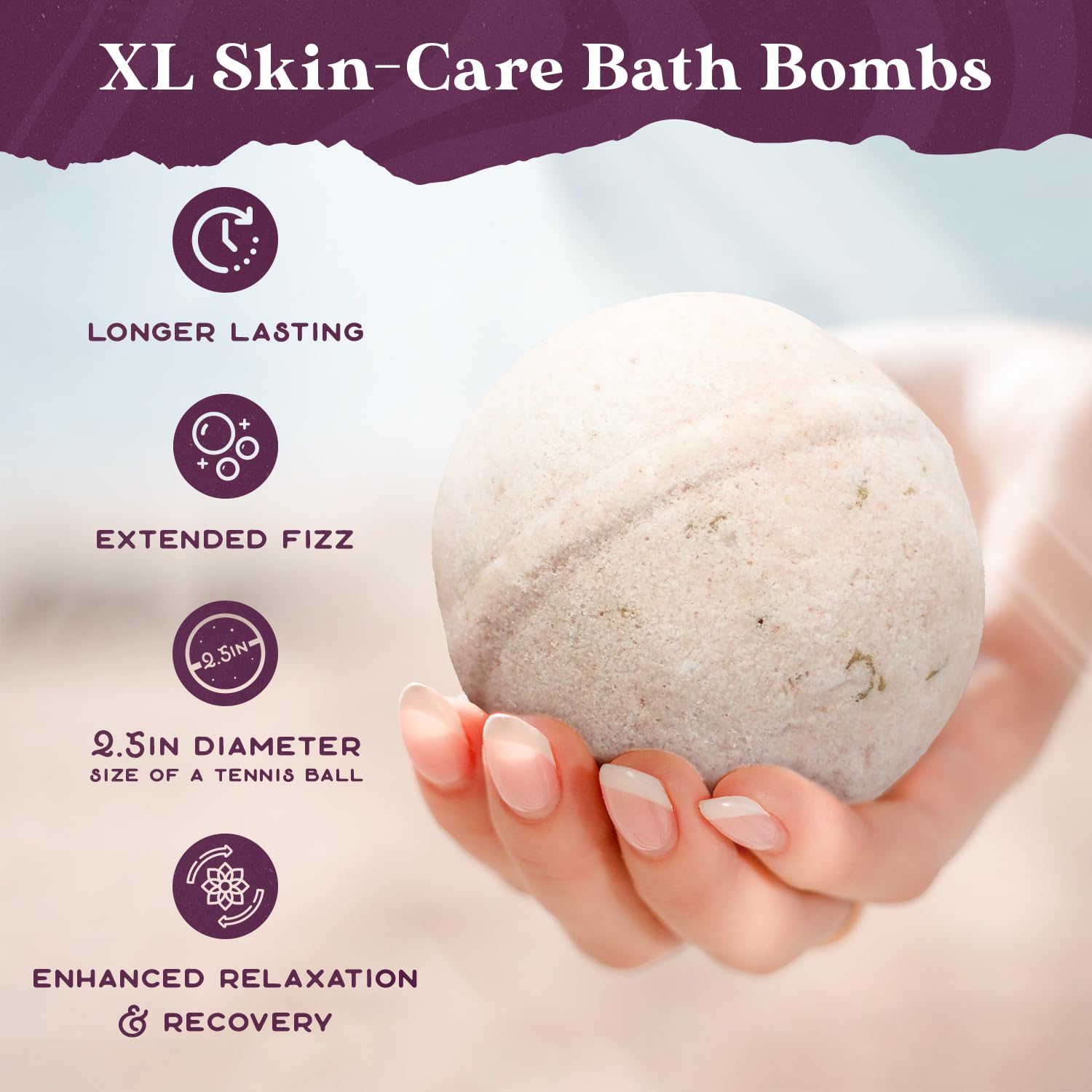 Purple Canyon Glowing Goat Natural Bath Bombs | Skin Moisturizing Goat Milk with Pink Calamine Clay for Sensitive Skin | Fragrance Free Handmade Bath Bombs for Skin Care - Image 6