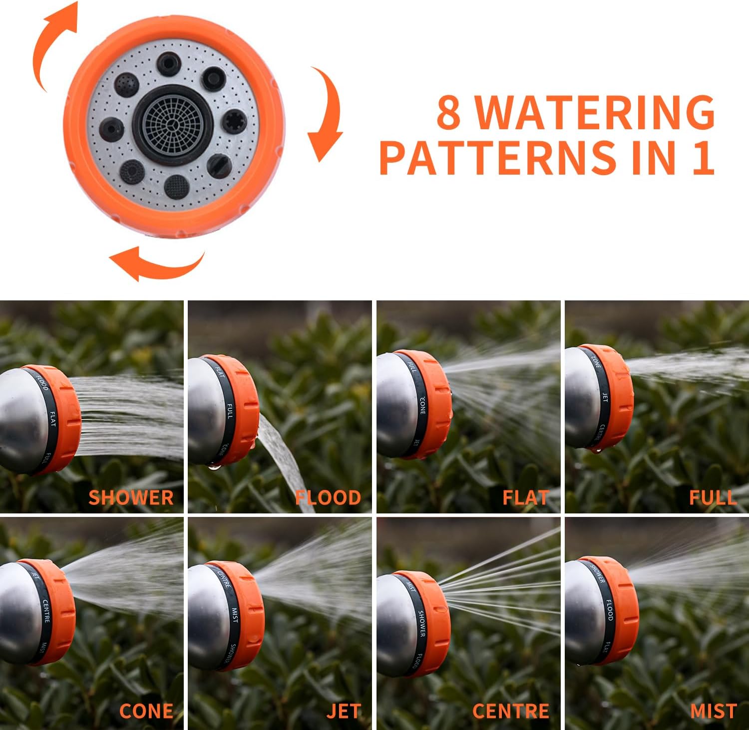 Garden Hose Nozzle,8 Patterns Hose Sprayer High Pressure,Heavy Duty Dog Wash,Metal Water Hose Nozzle with Soap Dispenser,Car Wash Foam Gun - Image 4