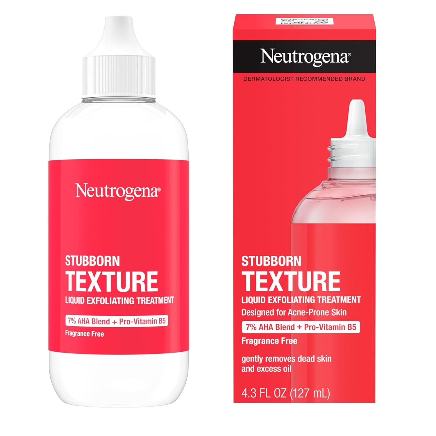 Neutrogena Stubborn Texture Liquid Exfoliant with 7% AHA Blend & Pro-Vitamin B5 designed for Acne-Prone & Oily Skin, Liquid Face Exfoliator, Oil- & Fragrance-Free, 4.3 fl. oz - Image 2