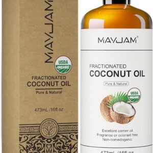 Pure Fractionated Coconut Oils Liquid 16oz 100% Natural USDA Certified Massage MCT Oil Organic&Moisturizer for Face Skin&Hair,Cold Pressed Body Carrier Oil for Essential Oils Mixing Women&Men