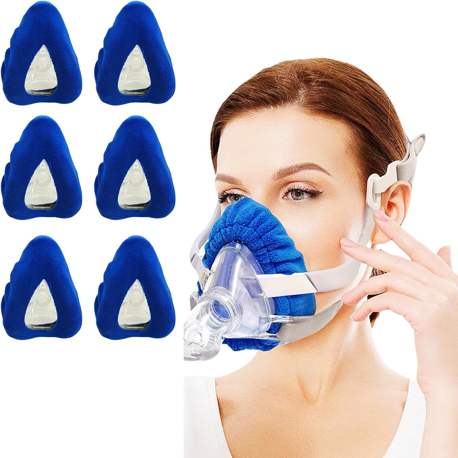 6 Pack Mask Liners Compatible with Large Size CPAP Full Face Mask Comfort Reusable Cushion Mask Covers Absorbs Facial Oils and Moisture Improve The Comfort of Wearing The Mask (Large Size)