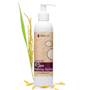 Well's Fermented Rice Water Conditioner For Hair Growth, Packed with Shea Butter, Argan, Rosemary, Lemongrass, Lavender, Peppermint, Daily Routine for Thickening, Nourishing 8 fl oz