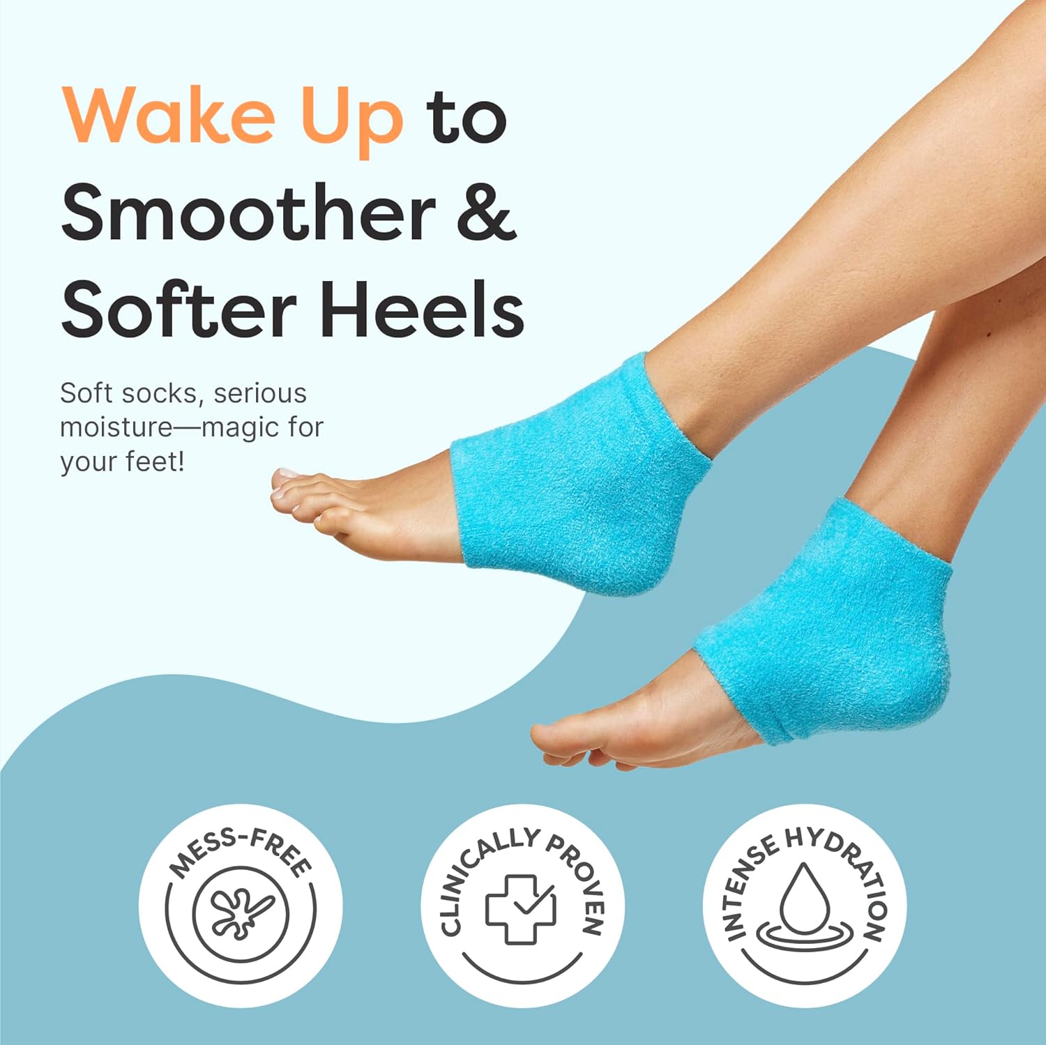 ZenToes Wide Width Fuzzy Blue Moisturizing Socks for Cracked Heels with Vitamin E Jojoba Oil - Image 2