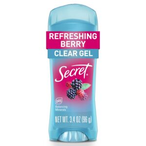 Secret Fresh Antiperspirant Deodorant for Women, 72hr Breathable Sweat & Odor Protection, Instant Freshness & Gentle, PH Balancing Minerals, Clear Gel, Refreshing Berry Scent, 3.4 oz