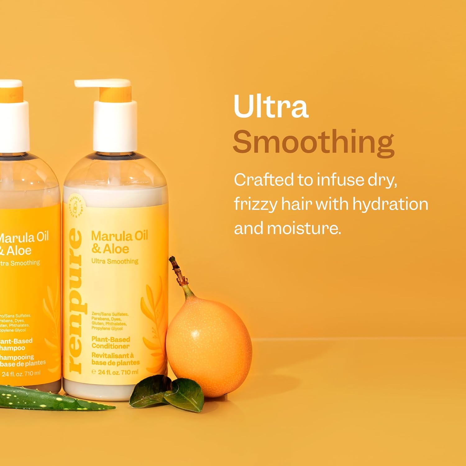 Renpure Marula Oil & Aloe Conditioner for Dry Frizzy Hair 24 fl oz Paraben Free - Image 3