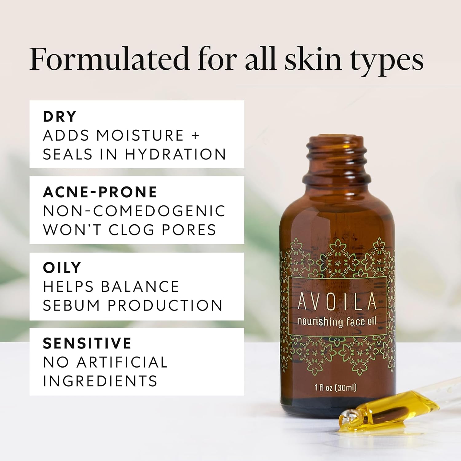 AVOILA Organic Face Oil for Dry, Sensitive, Aging Skin - Vegan Moisturizer with Oils - Image 4
