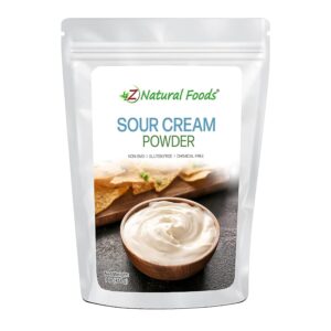Z Natural Foods Sour Cream Powder - Creamy Low-Lactose with Probiotics, Powdered for Long Shelf Life - Easy 2:1 Mix for Baking, Toppings, Dips, Sour Cream & Onion Seasoning - Non-GMO, Gluten-Free