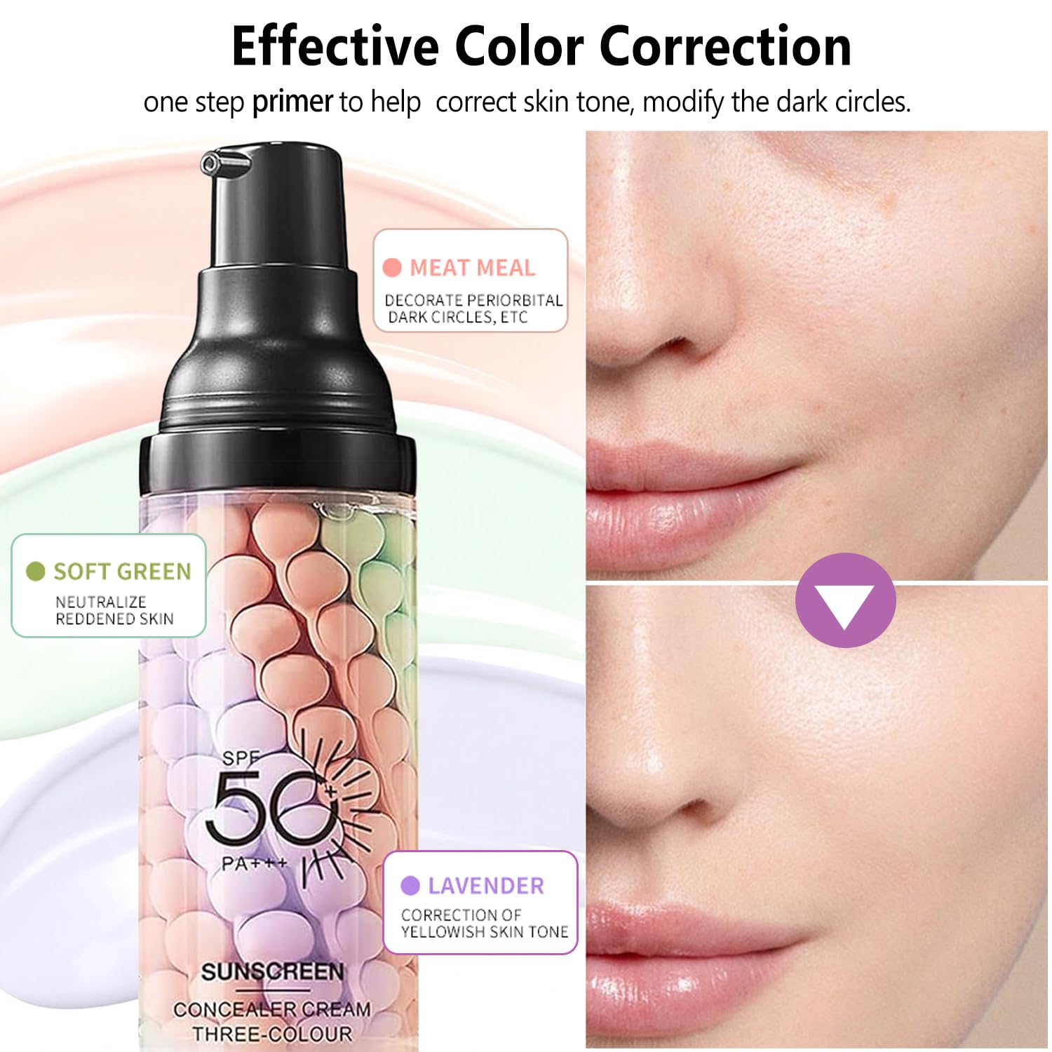 Firstfly Color Correcting Makeup Primer SPF 50 30ml Moisturizer with Brush - Image 3