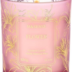 M&SENSE Floral Scented Soy Candles-Vegan, Heavy Scented, No Toxin 7.8oz 42-Hour Long Burning Time, Spring Summer Candles for Home Fragrance, Housewarming Gift for Women & Men