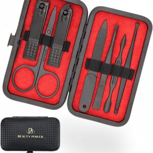 Manicure Set Nail Clipper Kit Personal Care Manicure Pedicure Set Mens Womens Accessories Nail Grooming Kit Personal Care Set (Black and Red)