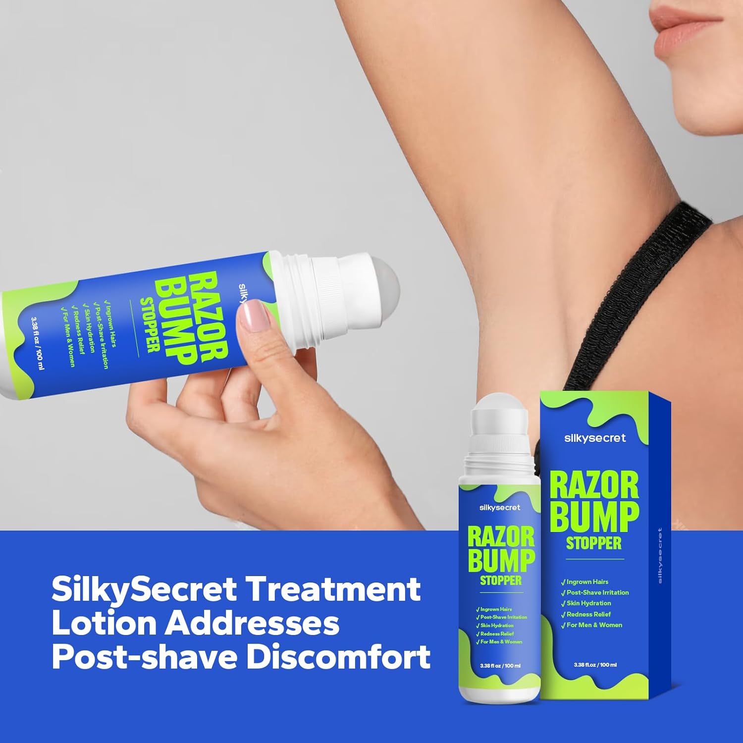 Razor Bump Stopper (3.38 Fl Oz), Ingrown Hair Treatment for Men & Women, Razor Burn Relief for Bikini Area, After Shave Lotion for Smooth, Bump-Free Skin - Image 7