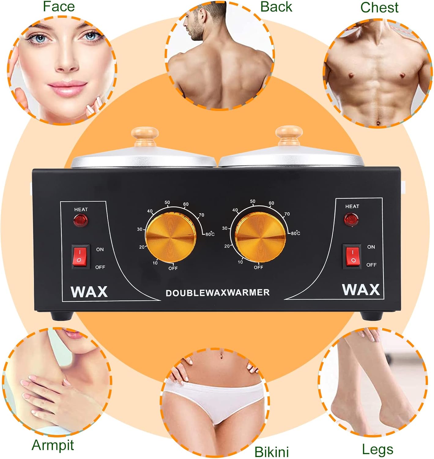 Upgraded Double Non-Stick Wax Warmer, Professional Electric Paraffin Heater with Adjustable Temperature for Facial, Skin Spa Equipment - Image 4