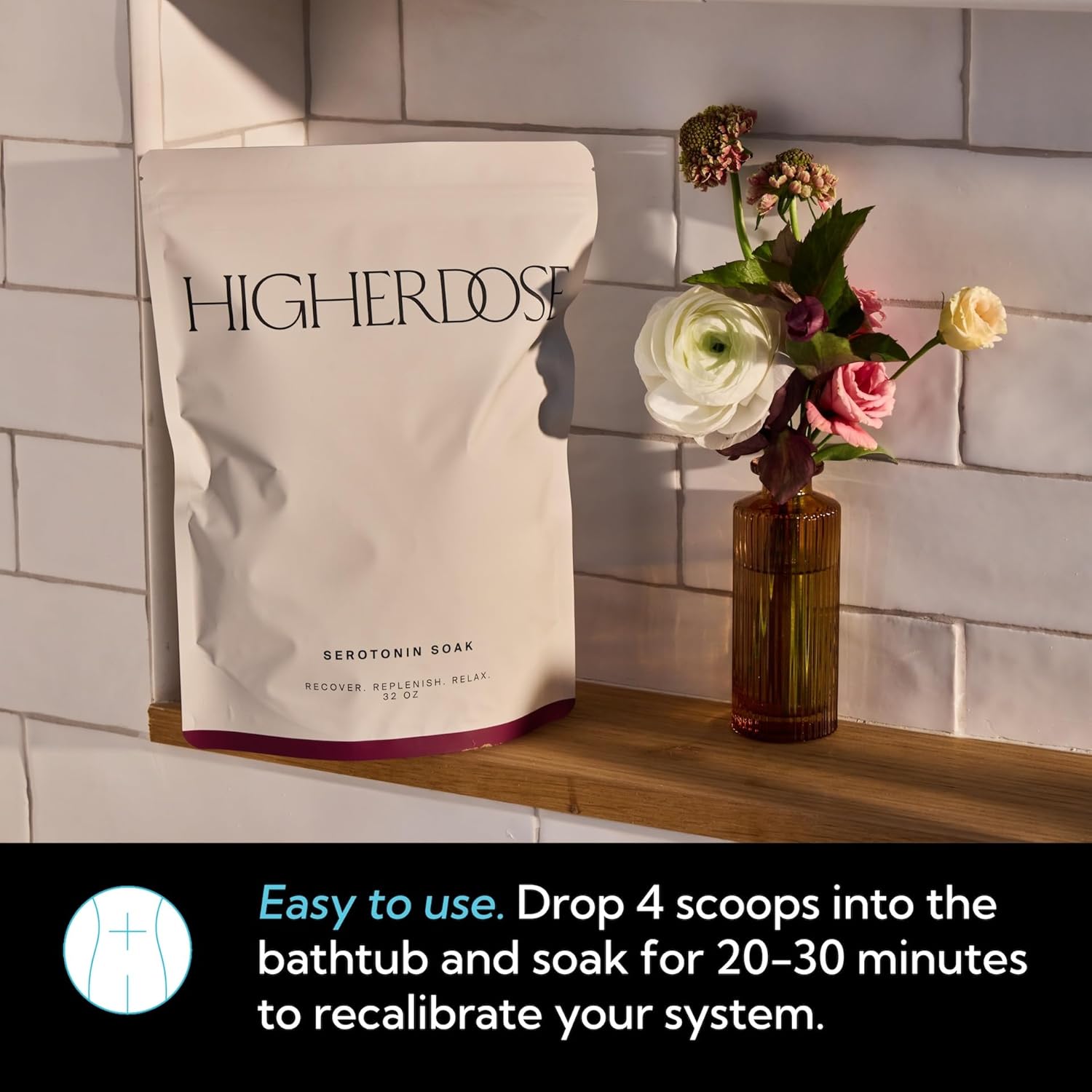 HigherDOSE Serotonin SOAK - Potent Magnesium Flakes with Stress Relief Essential Oils & Apple Cider Vinegar - Relaxing Bath Salts to Maintain Serotonin Levels and Muscle & Nerve Relief (32 Ounce) - Image 4