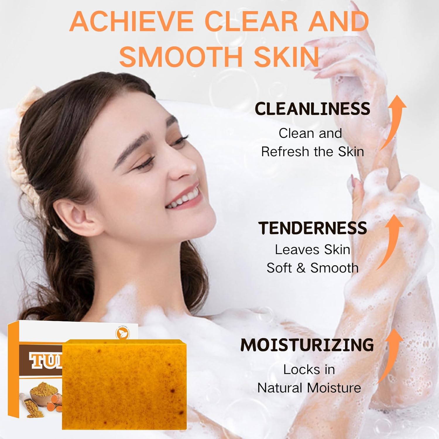 Turmeric Soap Bar for Face & Body - Lemon Turmeric Ko-jic A-cid Soap -Turmeric Soap for Da-rk Sp-ots - Natural Handmade Soap Bar For Women,Mens Bar Soap Bath -Smooth Skin,Gentle Cleansing & Hydrating - Image 5