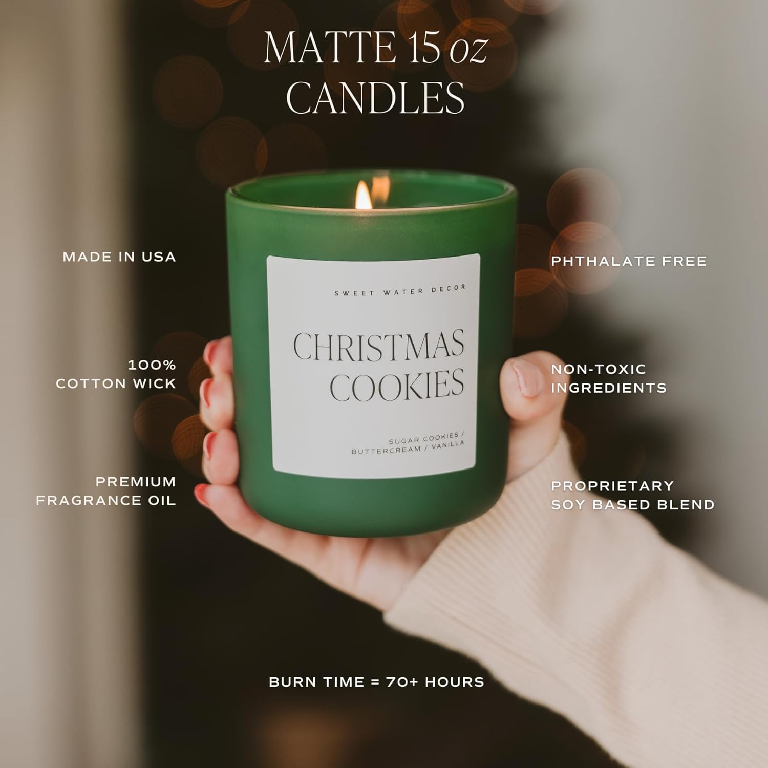 Sweet Water Decor 15oz Christmas Tree Farm Candle - Spruce, Cypress, Cedarwood, Pine Scent 70+ Hour Burn Time - Image 2