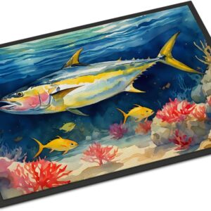 Caroline's Treasures DAC2842JMAT Yellowfin Tuna Doormat Front Door Mat Indoor Outdoor Rugs for Entryway, Non Slip Washable Low Pile, 24H X 36W