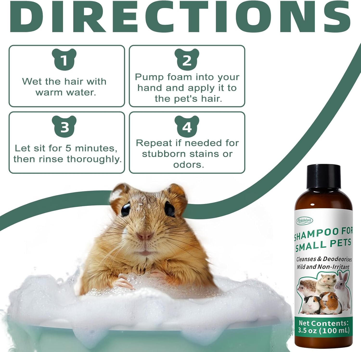 Guinea Pig Shampoo 3.5 oz - Gentle Shampoo for Small Pets Including Ferrets, Rabbits, Hedgehogs, Hamsters & Sugar Gliders - Hypoallergenic, Fragrance-Free, Soothes Itchy Skin & Removes Odors - Image 5