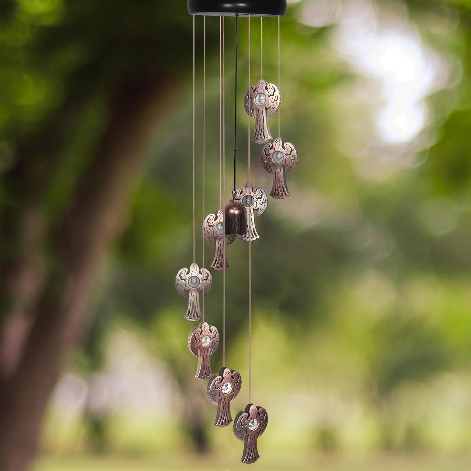 Solar Angel Wind Chimes Outdoor,Solar 8 LED Angel Wind Chimes for Outside,Hanging Lights Warm LED,Outdoor Angel Decor,Angel Gifts for Wife Mother Grandmom Christmas - Image 4