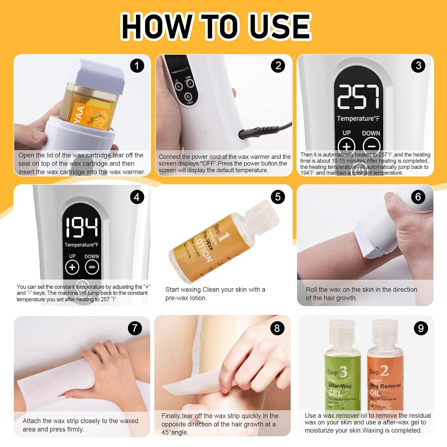 Digital Roll on Wax Kit, Wax Roller Kit for Hair Removal, Waxing Kit for Women, At Home Hair Removal Kit for Larger Areas of the Body, Great Gifts for Women - Image 6