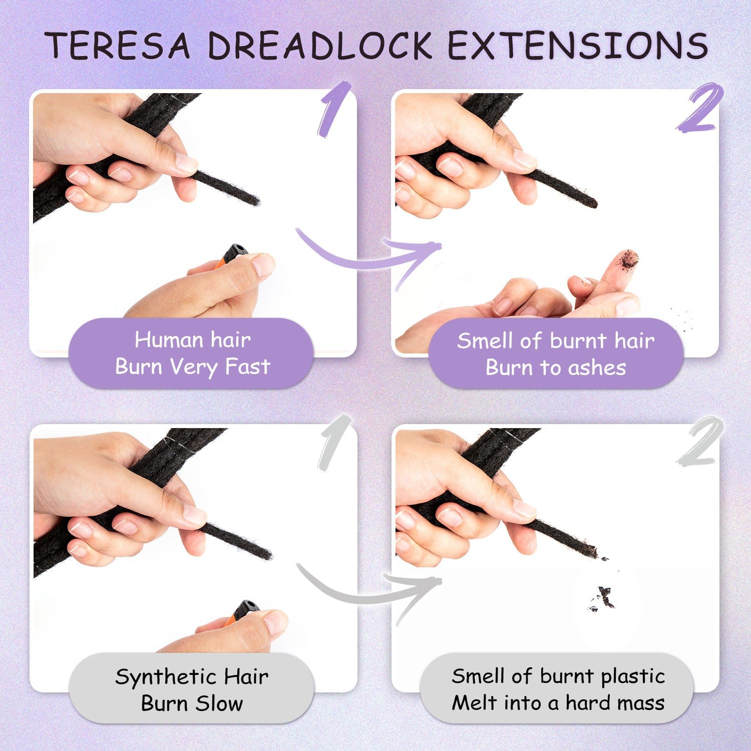 Teresa 100% Human Hair Dreadlock Extensions 10-100 Strands 6-18 Inch Handmade - Image 6