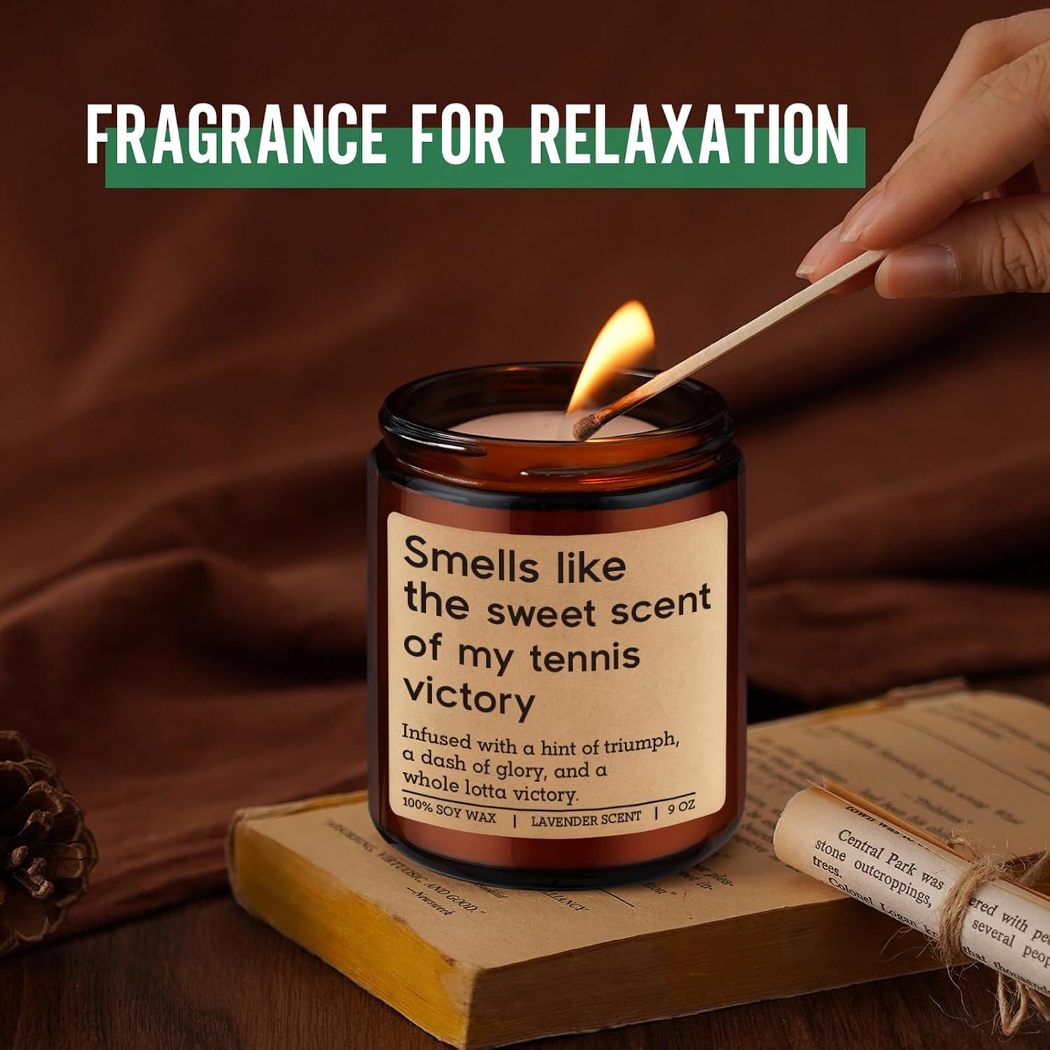 GSPY Scented Candle - Tennis Gifts for Women, Men - Funny Sports Themed Accessories Gifts for Tennis Players, Lovers - Funny Graduation, Fathers Day, Birthday Presents for Boy, Him, Female, Mom, Dad - Image 5