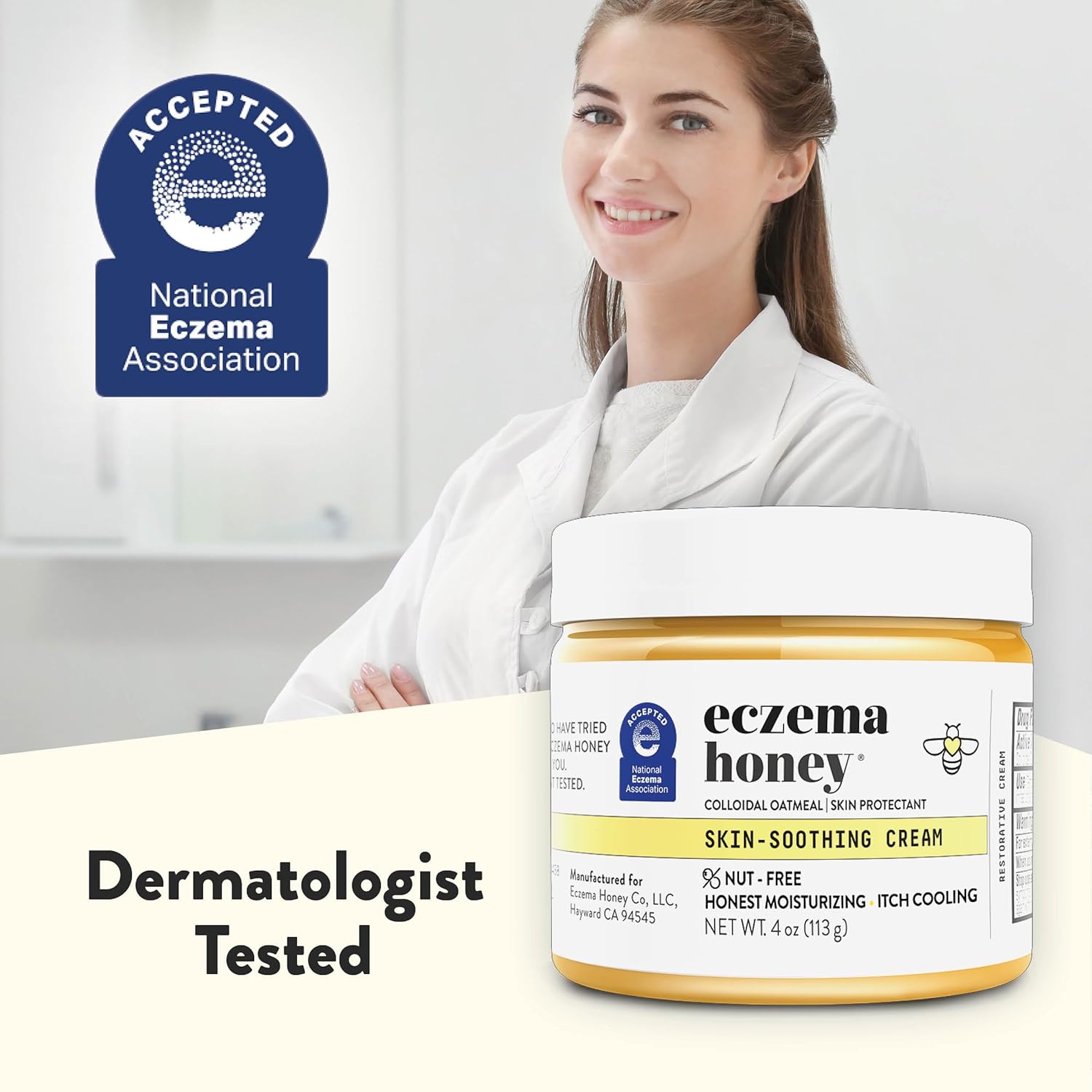 Eczema Honey Nut-Free Original Skin-Soothing Cream 4 Oz Dry Sensitive Itchy Relief - Image 6