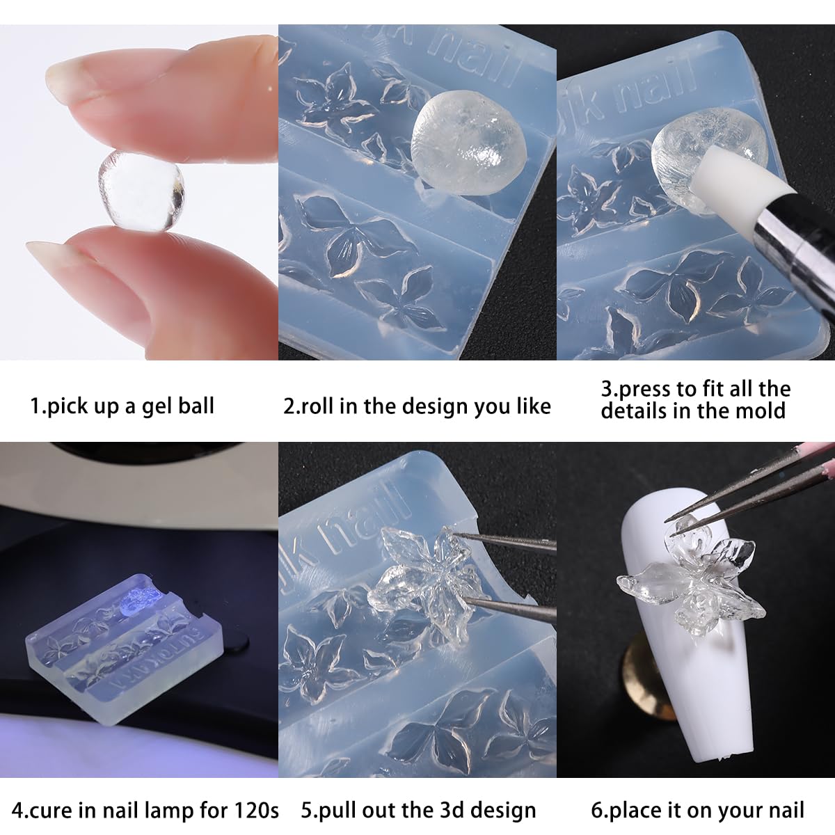 Clear Solid Builder Gel 30g for Nail Extensions and 3D Sculpture with Silicone Molds - Image 5