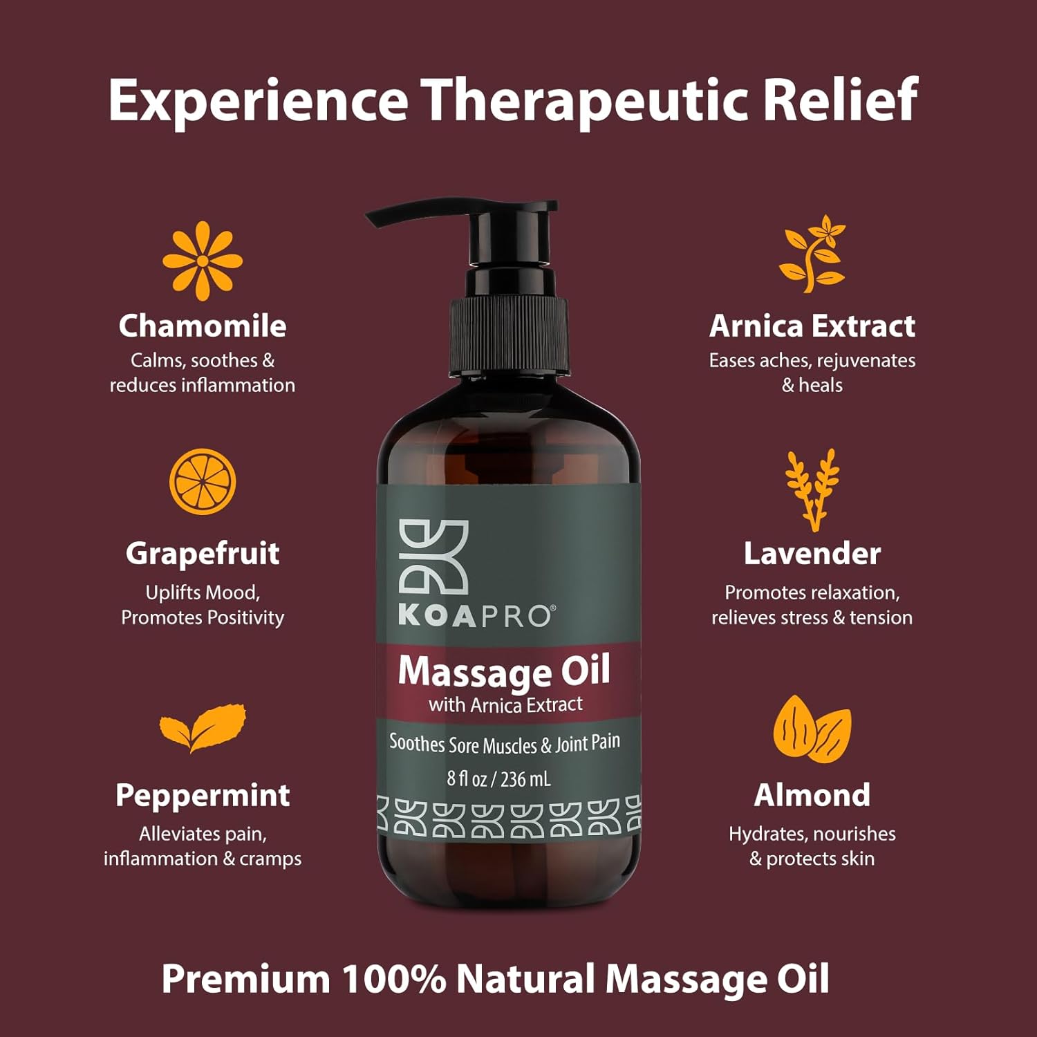KOAPro Lavender & Arnica Muscle Relax & Pain Relief Massage Oil 2 Pack 8 Fl Oz - Image 3