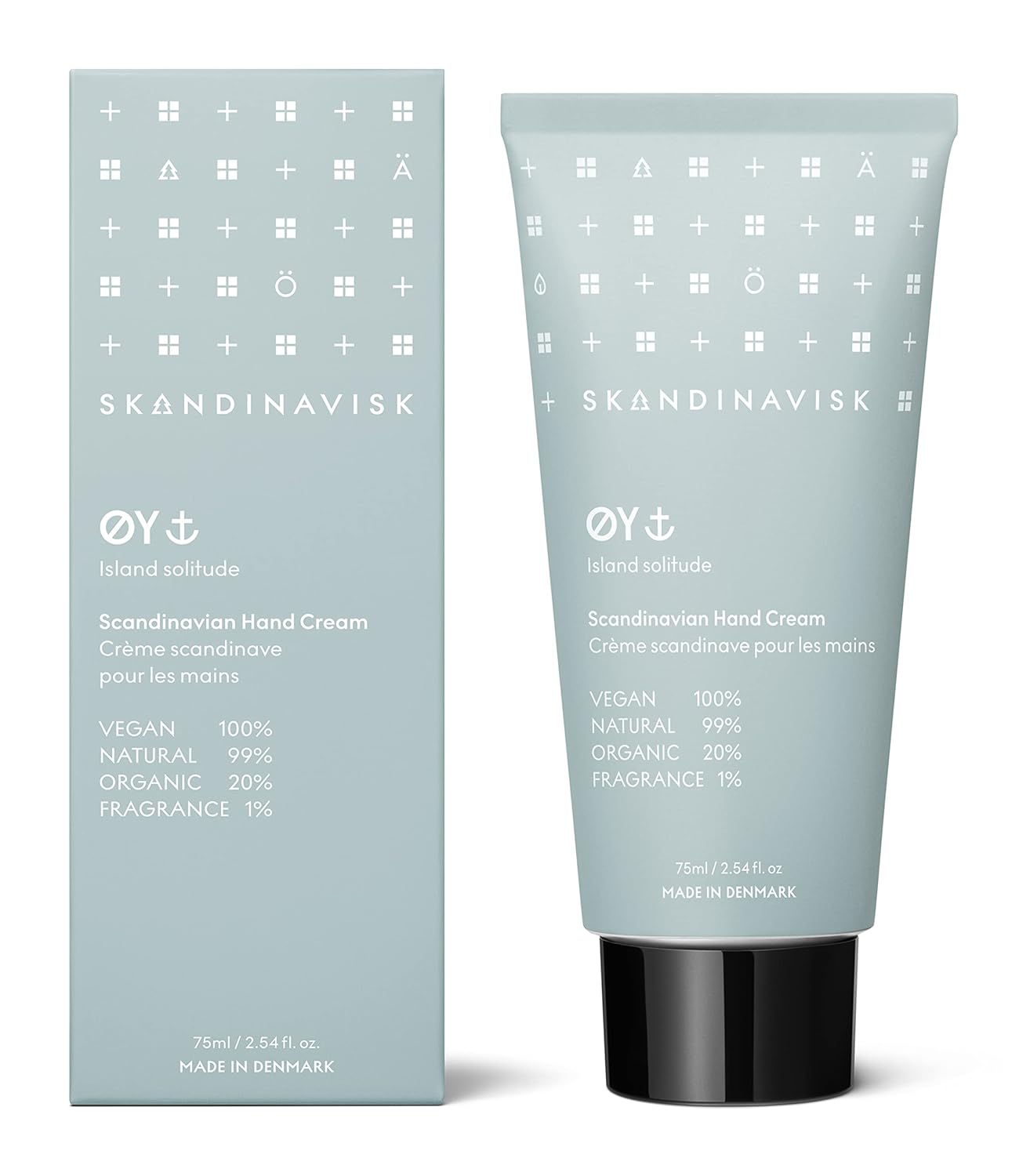 Skandinavisk ØY 'Island' Organic Hand Cream. Fragrance Notes: Crabapple and Dog Rose, Water Mosses and Green Leaves. Vegan formula. 2.54 fl. oz.