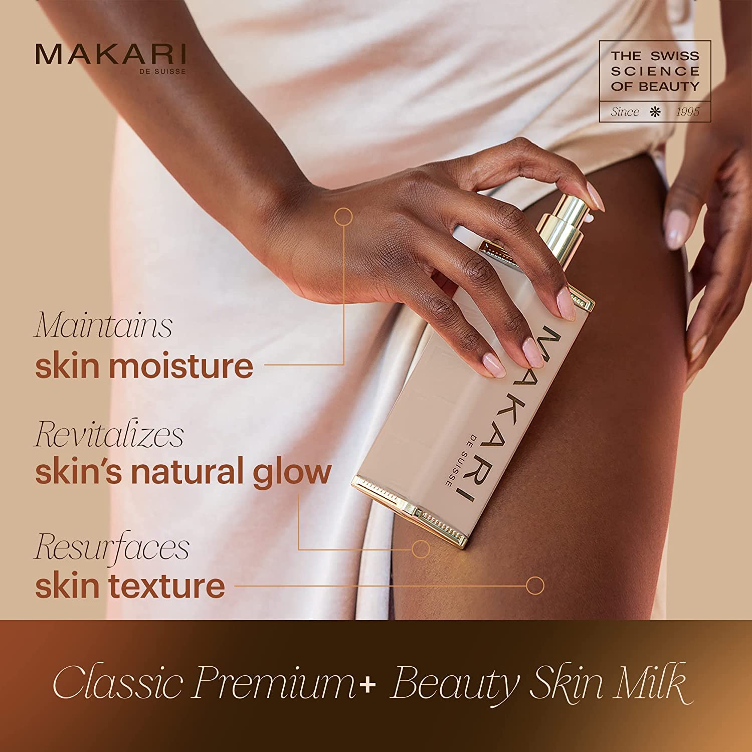 Makari Premium+ Body Brightening Beauty Milk (4.57 fl oz) | Anti-Aging Body Lotion | Softens and Smoothens Skin | Helps Diminish Discolorations and Dark Marks | Enhances Luminosity and Vibrance - Image 2