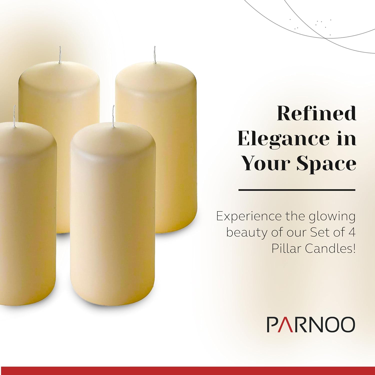 Unscented Pillar Candles - Set of 4 Ivory Candles - 3x6 Slow Burning Candles for Weddings & Table Centerpieces - Large Pillar Candles, PARNOO - Image 2