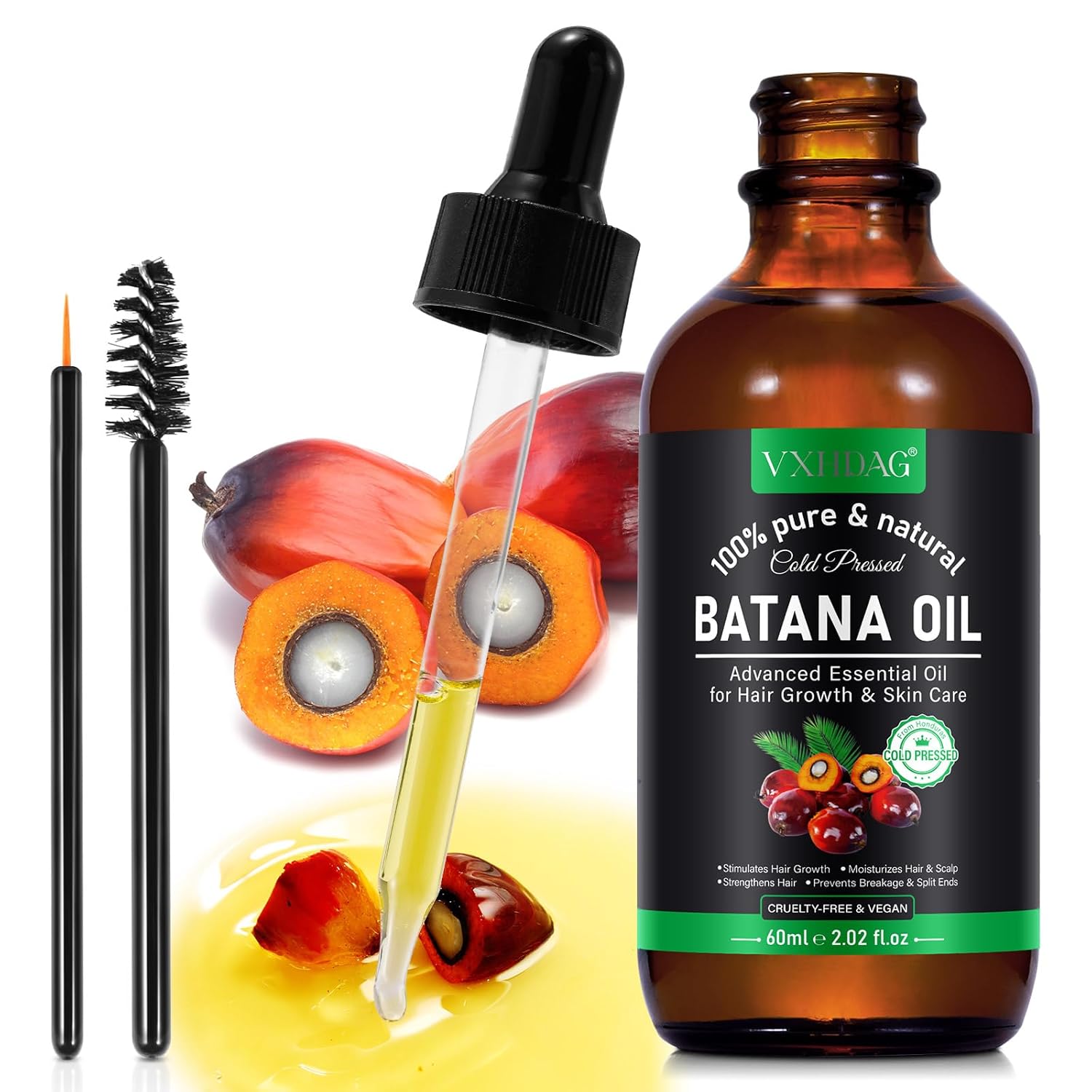 VXHDAG Pure Batana Oil 2.02 fl oz from Honduras for Hair Growth and Split End Repair - Image 3