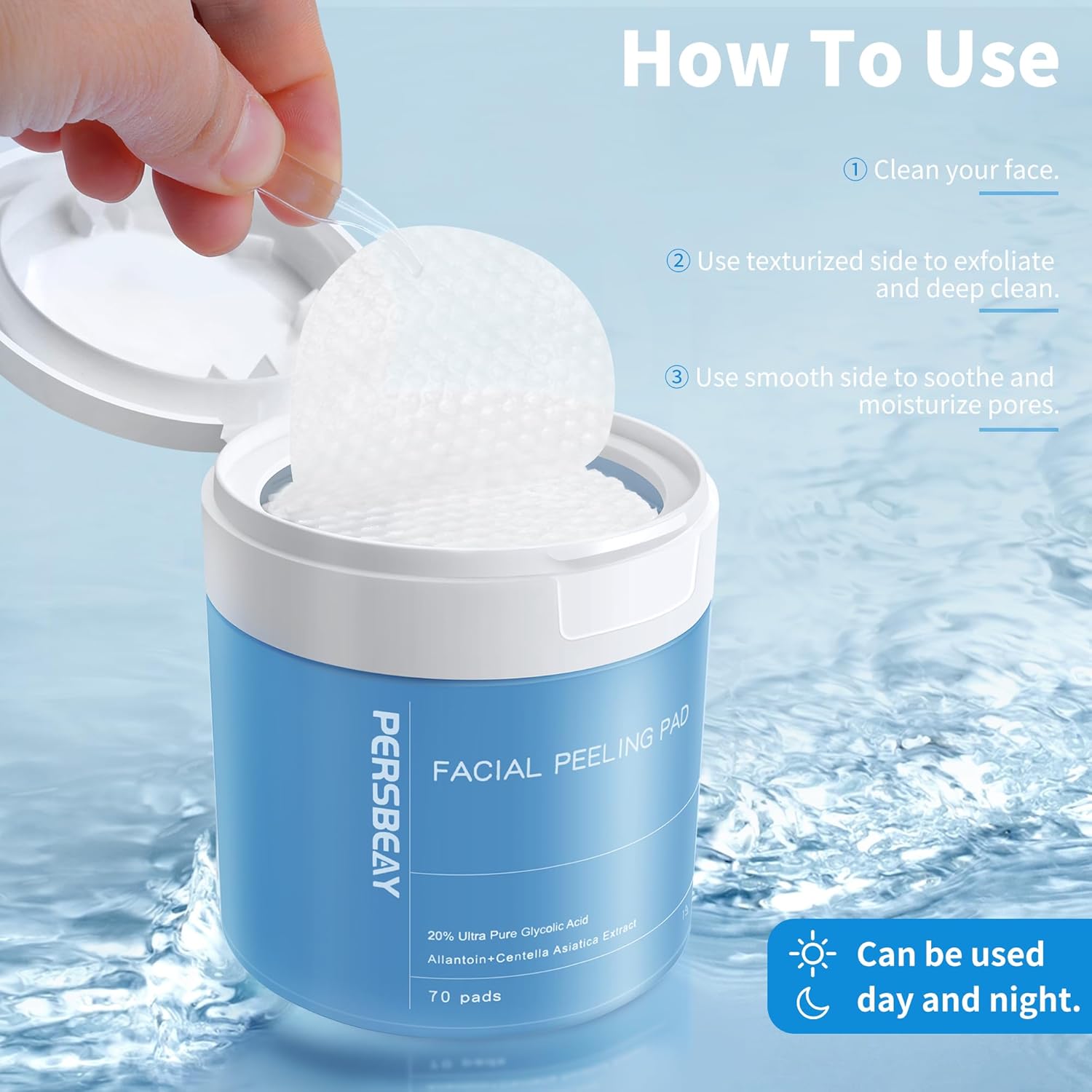 Glycolic Acid Pads, Exfoliating Toner Pads for Facial Radiance, Dual Action Gentle Face Pad for Deep Cleaning Effect |Peels & Daily Skin Renewal |Salicylic Acid & Vitamins B3 |70 Count - Image 5