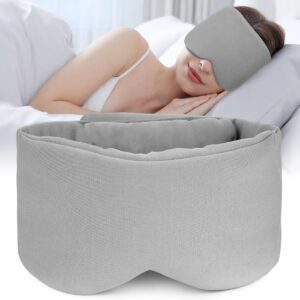 Hilph Cotton Sleep Mask Side Sleeper for Women Men, Ultra-Soft Zero Pressure Full Eye Ear Cover Blackout Eye Mask with Double Thickened Nose Wing for Travel, Airplane, Night Shift, Nap Black