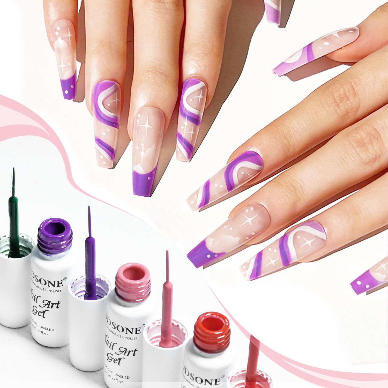 JODSONE 10pcs Nail Art Gel Liner,3D Effect Gel Nail Polish Thin Brush Painted DIY at Home Salon Design Gift for Girls - Image 5