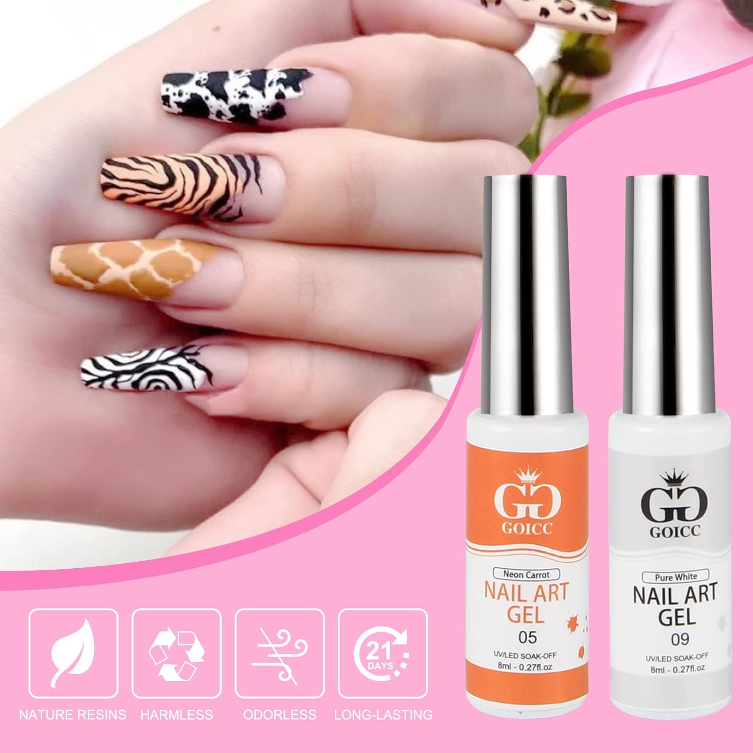 12 Colors Nail Art Polish Gel Liner Kit Black White 8ml with Brush - Image 5