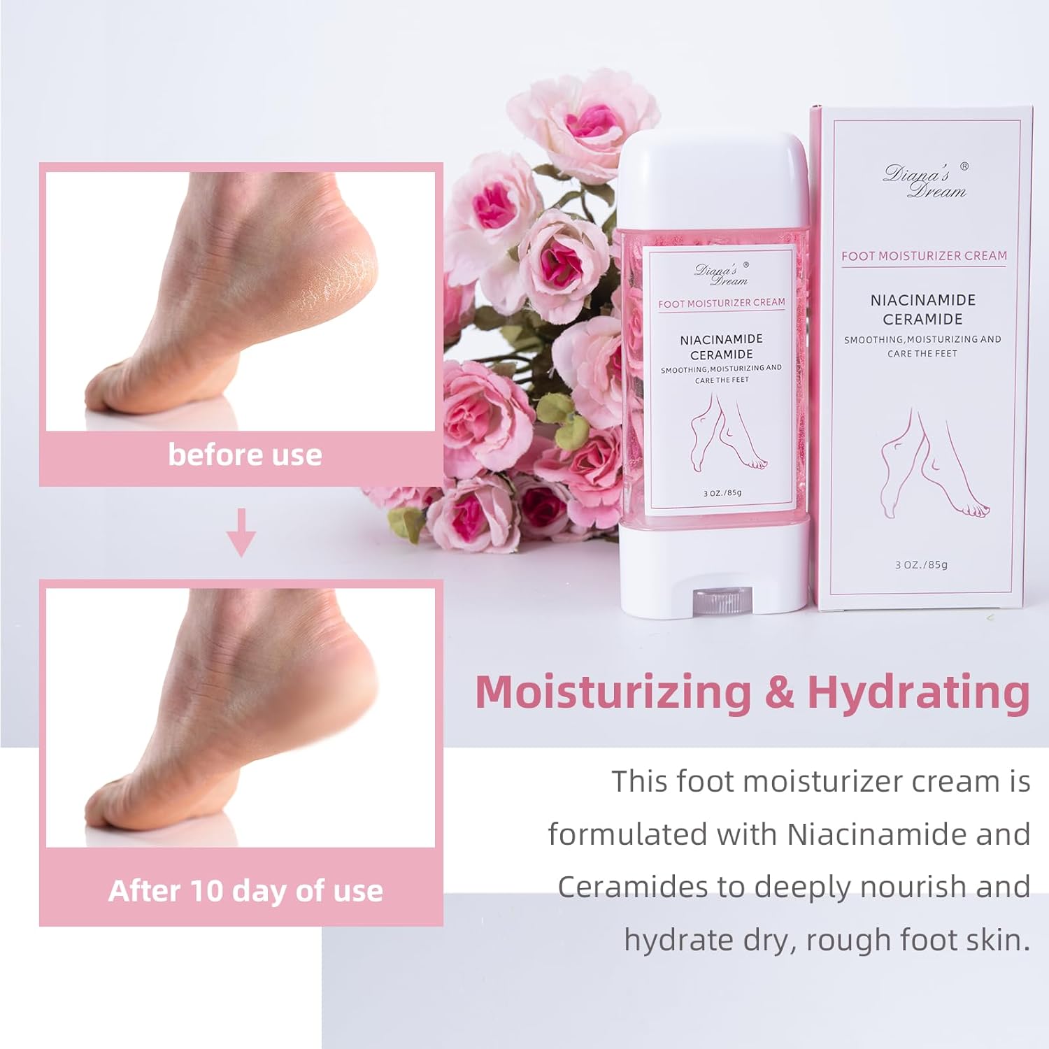 DIANA'S DREAM Foot Cream Foot Moisturizer, Dry|Cracked Foot Repair Ultra-Hydrating Foot Cream Moisturizer, Foot Repair Skin Healing Ointment for Cracked Heels and Dry Feet, 3 Oz - Image 2
