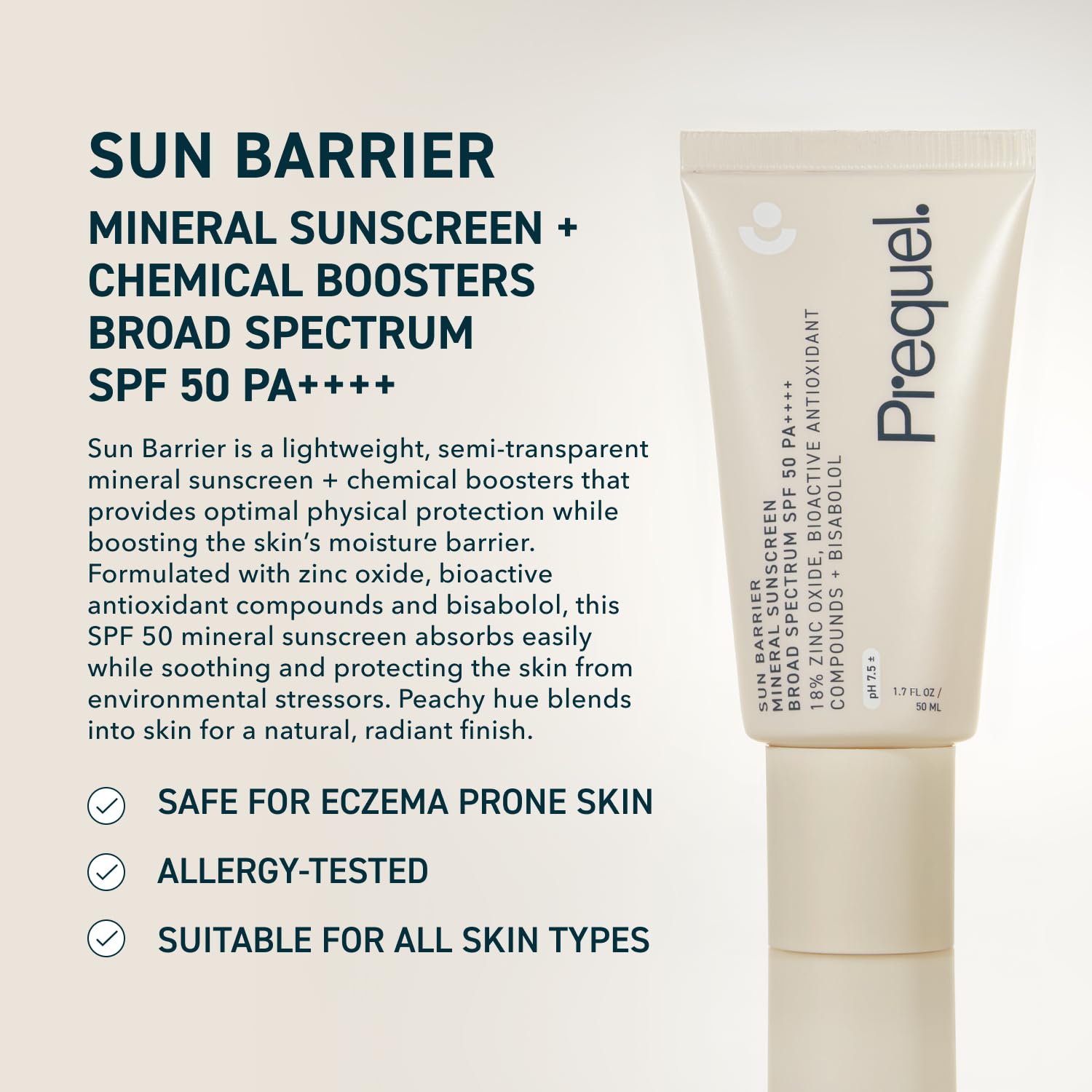 Skin Sun Barrier Mineral Sunscreen SPF 50 PA++++ Zinc Oxide Sunblock 1.7oz Travel Size - Image 2