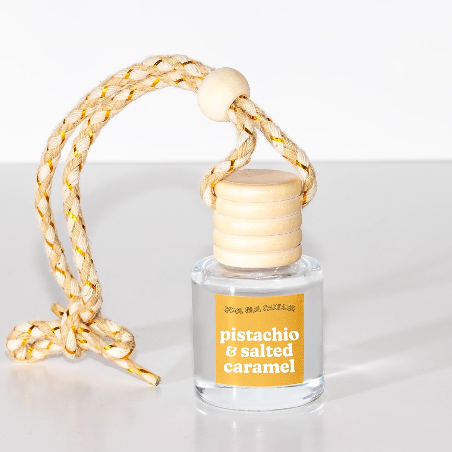 COOLGIRLCANDLES Salted Caramel Pistachio Hanging Car Air Freshener and Essential Oil Diffuser Bottle - Image 2