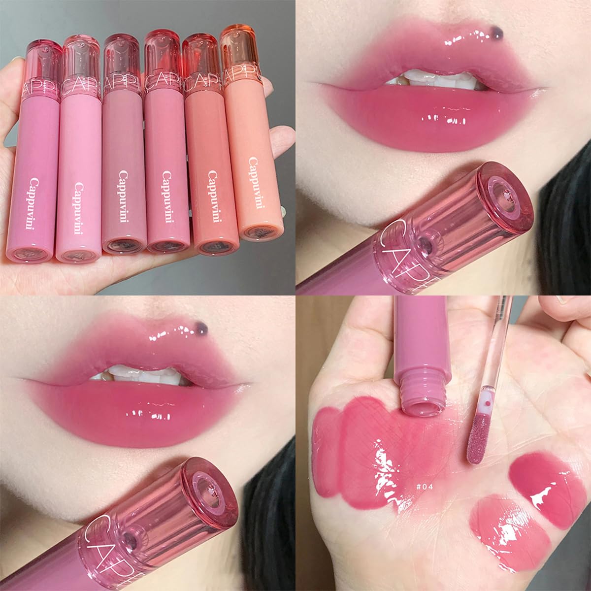6 Colors Hydrating Plumping Lip Gloss Set,Glossy,Natural Color, Long-lasting Waterproof Moisturizing Shimmer Jelly Lip Glaze Tinted Lip Balm,Mirror Liquid Water Glow Lipstick - Image 6