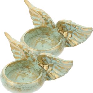 Vintage Resin Candle Holder Angel Wing Design Table Decor for Aromatherapy Home Weddings and Festivals Round Base Candle Stand