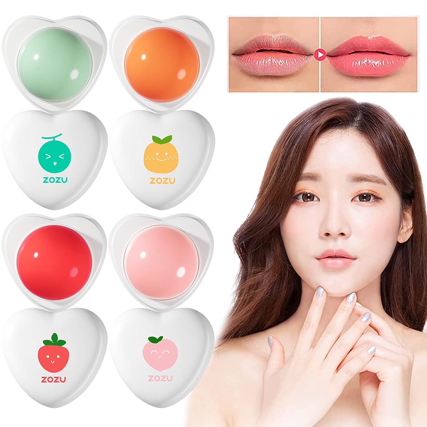 4-Piece Organic Fruit Lip Balm Set: Long Lasting Moisturizer, Citrus, Peach, Strawberry, Cantaloupe Flavors - Image 6