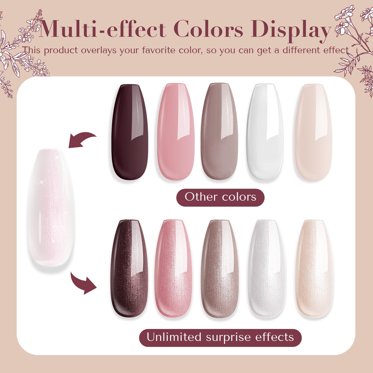 AZUREBEAUTY Nail Polish Set 4 Colors Brown Pink Glitter Nail Polish Quick Dry Natural Nail Lacquer Fingernail Strengthening Treatment Kit with Top Coat DIY Salon Home - Image 5