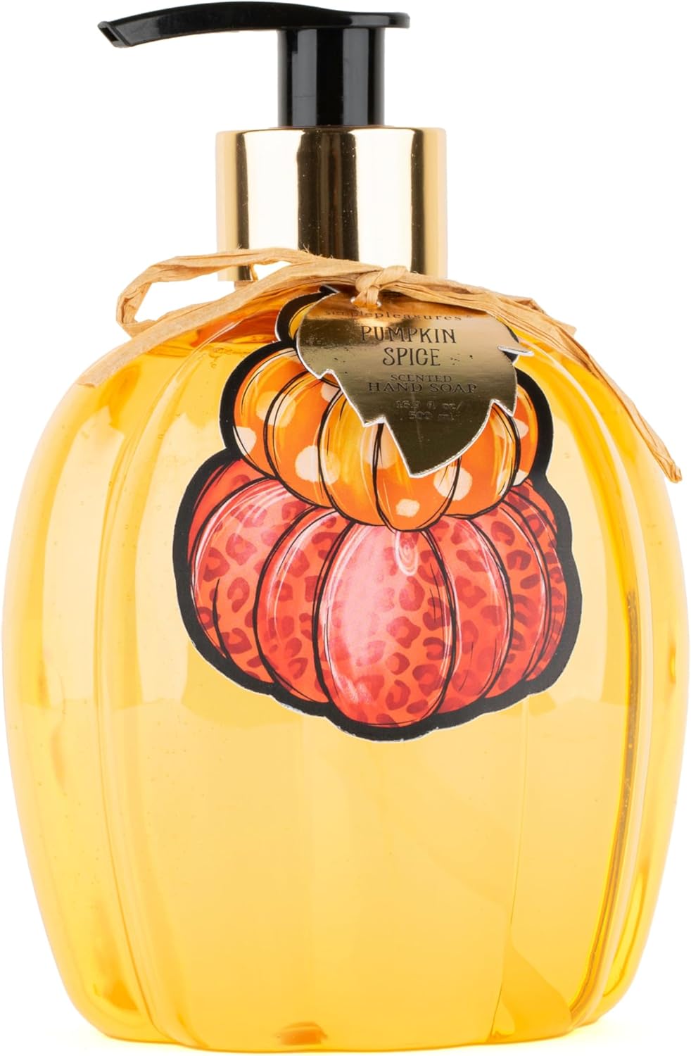 Novelty Decor Plastic Hand Soap Dispenser: Simple Pleasures Pumpkin Shaped Bottle with Scented Liquid Soap - Decorative Hand Pump Refillable Soap Dispenser for Kitchen and Bathroom