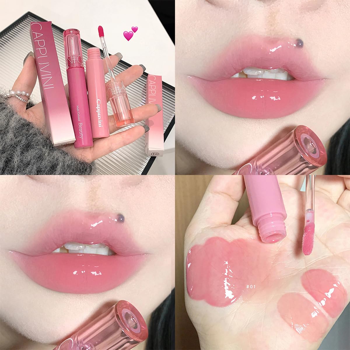 6 Colors Hydrating Plumping Lip Gloss Set,Glossy,Natural Color, Long-lasting Waterproof Moisturizing Shimmer Jelly Lip Glaze Tinted Lip Balm,Mirror Liquid Water Glow Lipstick - Image 3