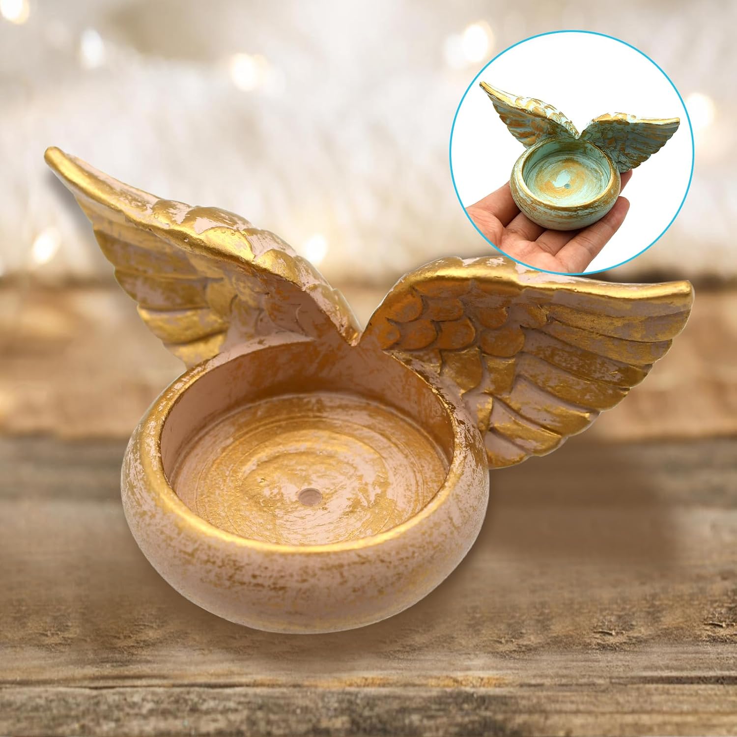 Angel Wings Candle Holder, Angel Wings Tea Candle Holder, Jar Candle Holder, Tabletop Decoration, Wedding Decoration Candle Holder, Vintage Resin, Aromatherapy Banquet Tabletop (Pink) - Image 3