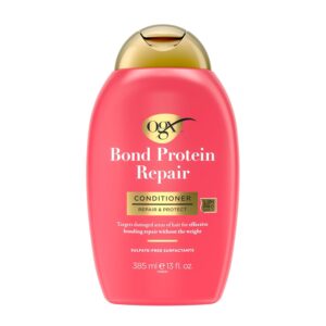 OGX Repair & Protect Bond Protein Repair Conditioner, Lightweight Conditioner Targets Damaged Areas of Hair for Effective Bond Repair, Sulfate-Free Surfactants, 13 fl. oz