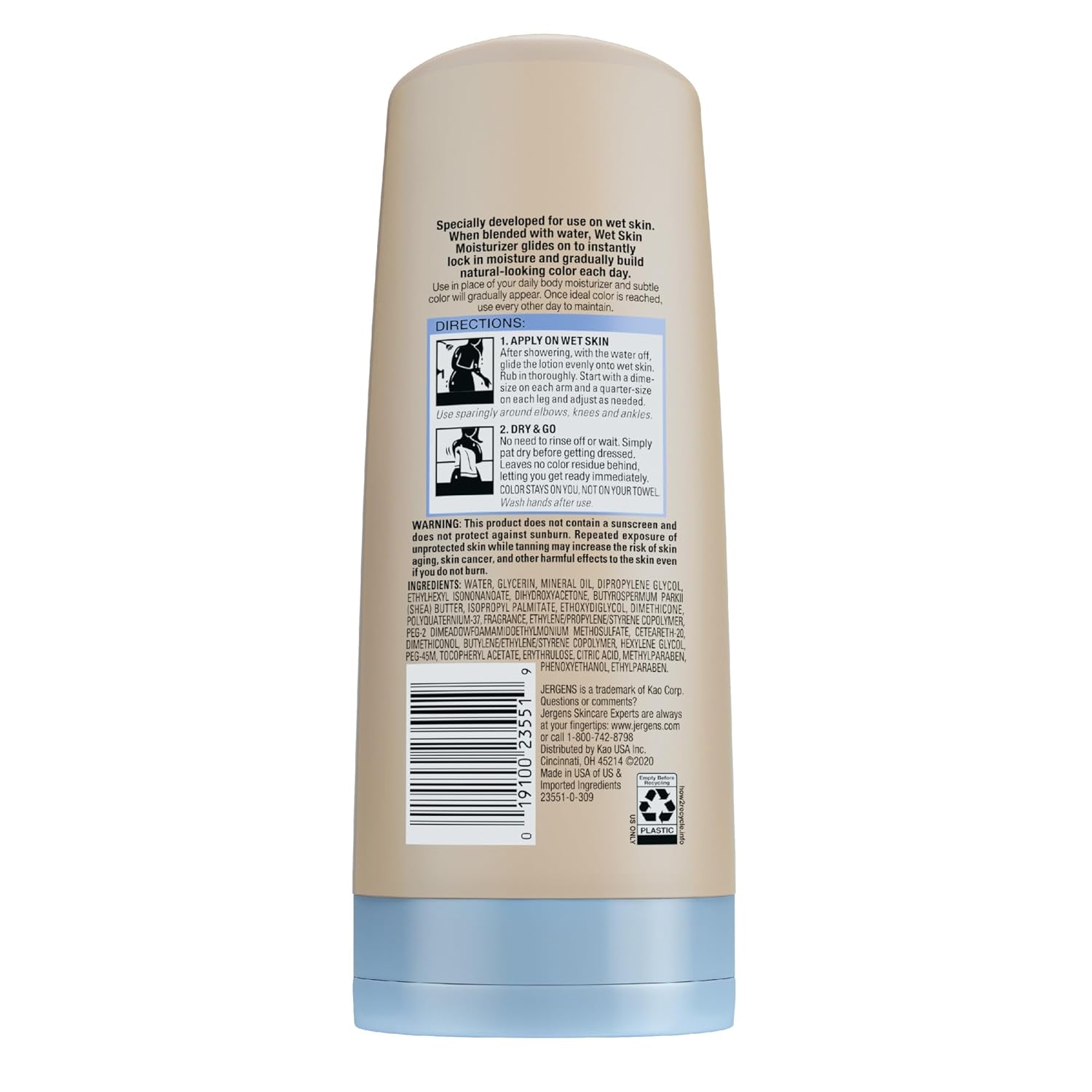 Jergens Natural Glow In Shower Lotion, Self Tanner for Medium to Deep Skin Tone, Sunless Tanning Wet Skin Lotion for Gradual, Flawless Color, 7.5 Ounce (Packaging May Vary) - Image 9