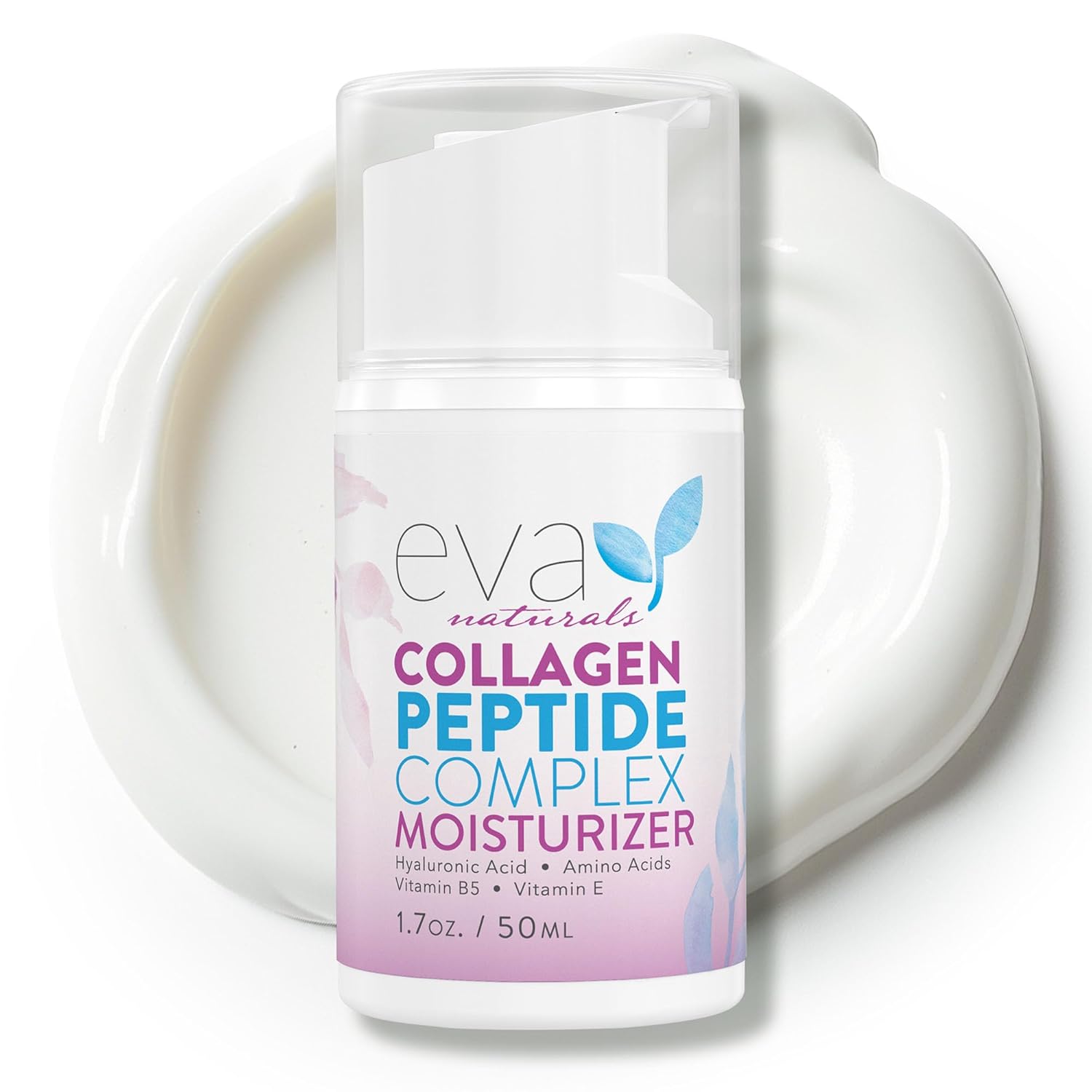 Eva Naturals Collagen Face Moisturizer Peptide - Anti-Wrinkle Facial Moisturizer For Face - Deeply Hydrating Multi-Peptide Collagen Boosting Face Cream, Facial Skin Care For Smoother Skin - 50ml